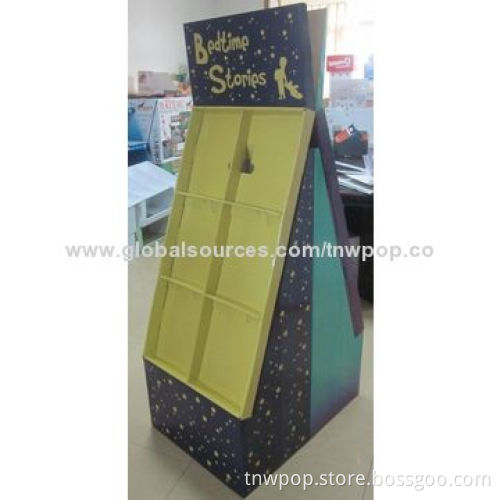 Cardboard floor display, book Stand, show different items together, customized size and design